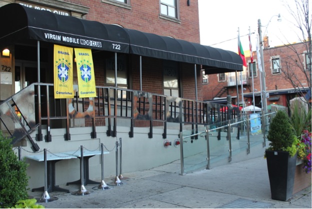 This image is of a photograph that shows the front entrance of the Mod Club, with a ramp to the right.