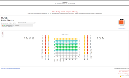 Online floor plan of one of the theatres